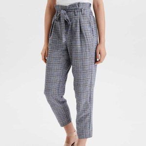 American Eagle Gray Plaid Paperbag Pants
